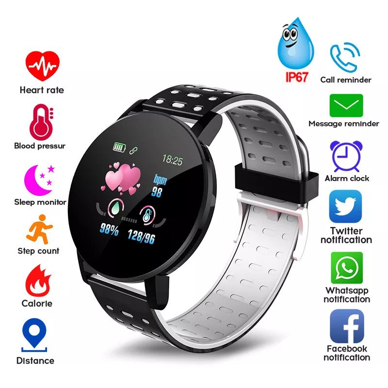 119Plus Smart Watch Bracelet Fitness Tracker Blood Pressure Heart Rate Women Men Sport Watches Smart Watch