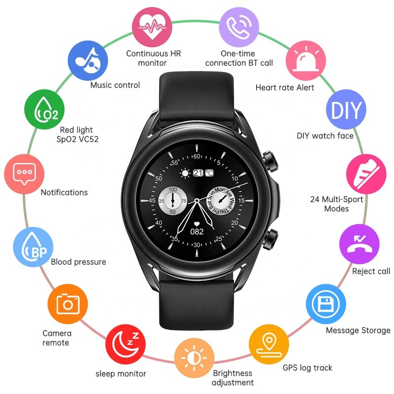 Heart Rate fitness tracker t12 For samsung Smart Watch IPS Large screen BT 5.3 100+ cloud watch face 2022 stainless steel