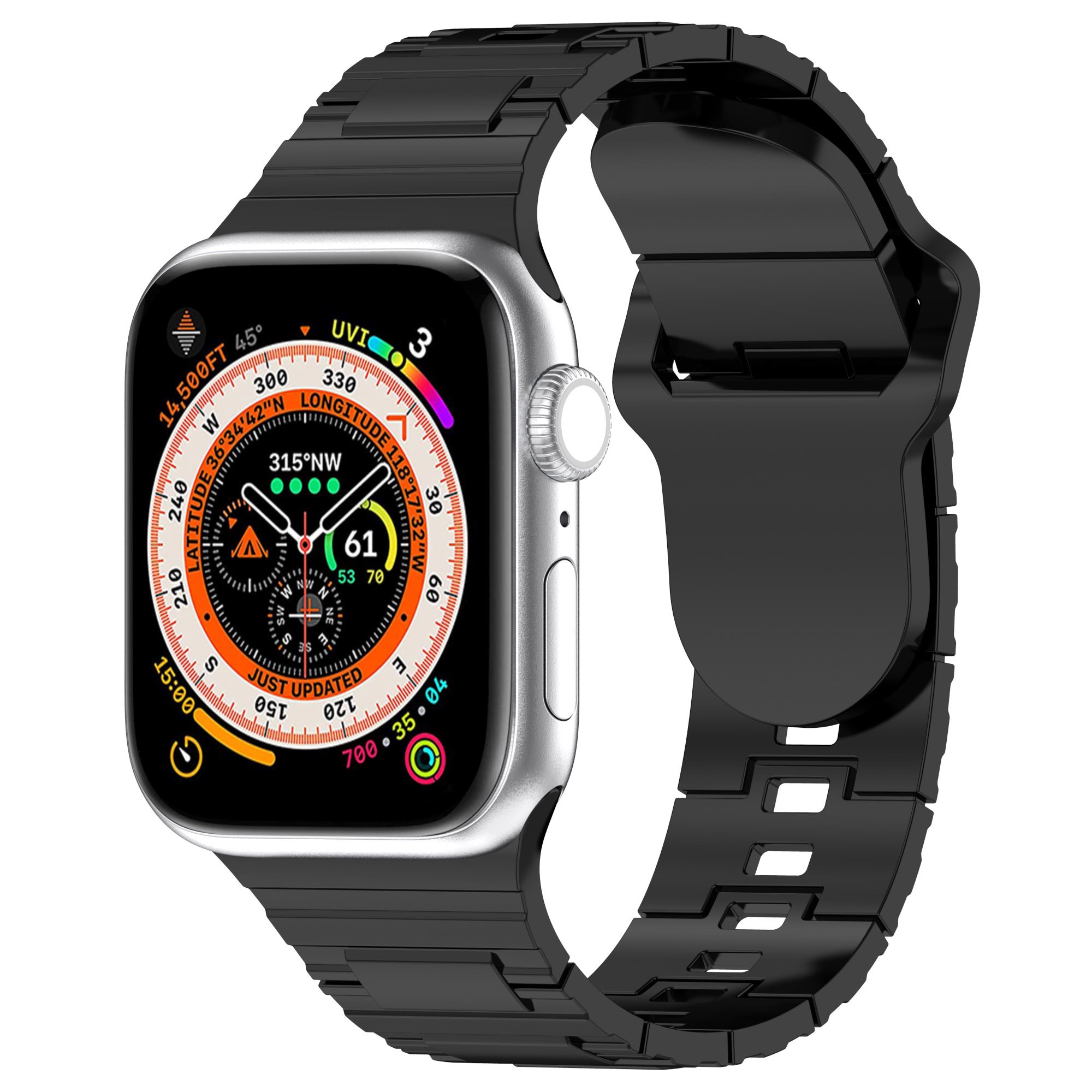Silicone Smart Watch Band For Apple Watch Strap Imitated Metal Rubber Watch Band For Iwatch Series 8 7 Ultra 41mm 45mm 49mm