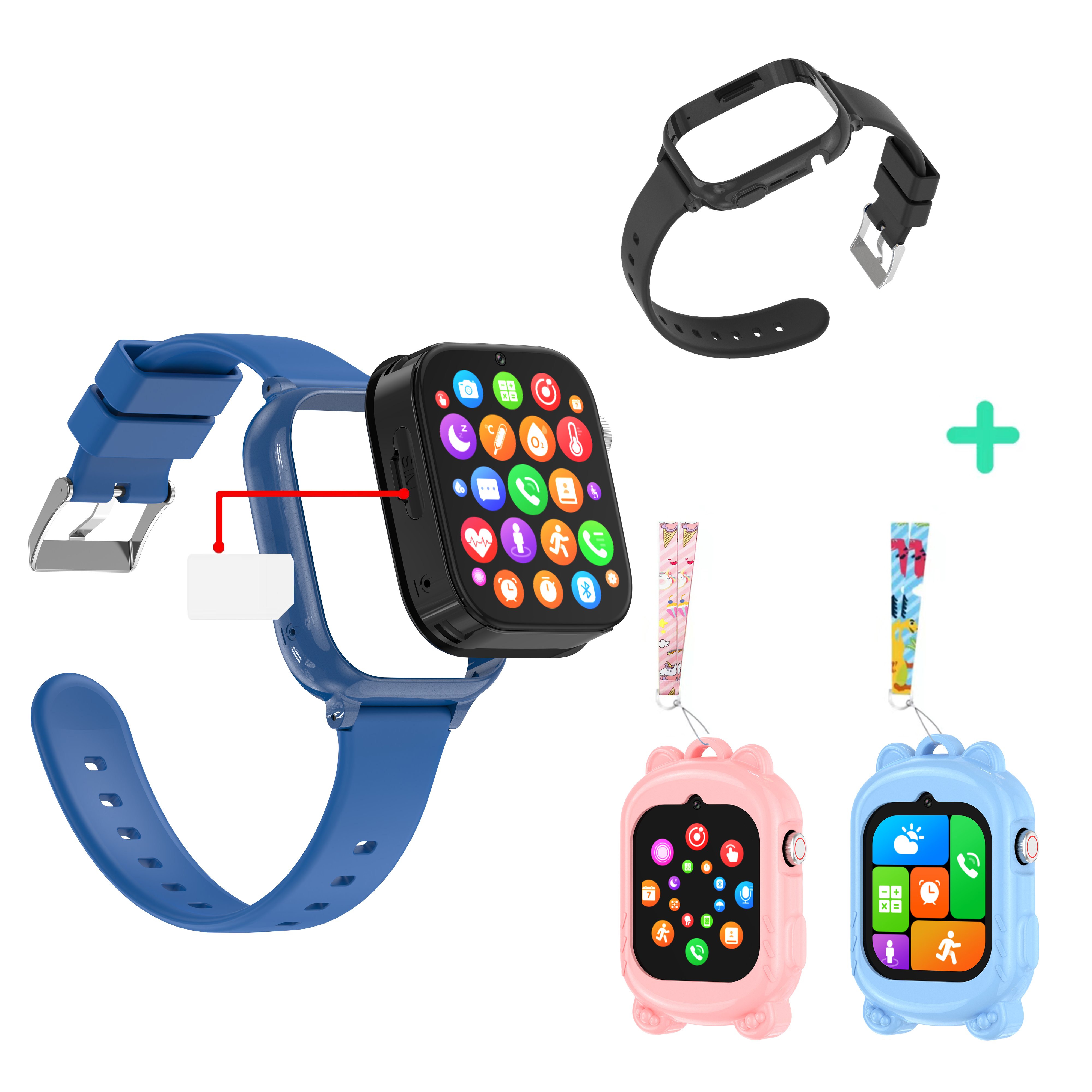 T53 Android 8.1 Kids Smart Watch 1+8G 1.83inch WIFI GPS LBS Position 700mAh Battery HD Video Call 4G Smartwatch with Sim Card