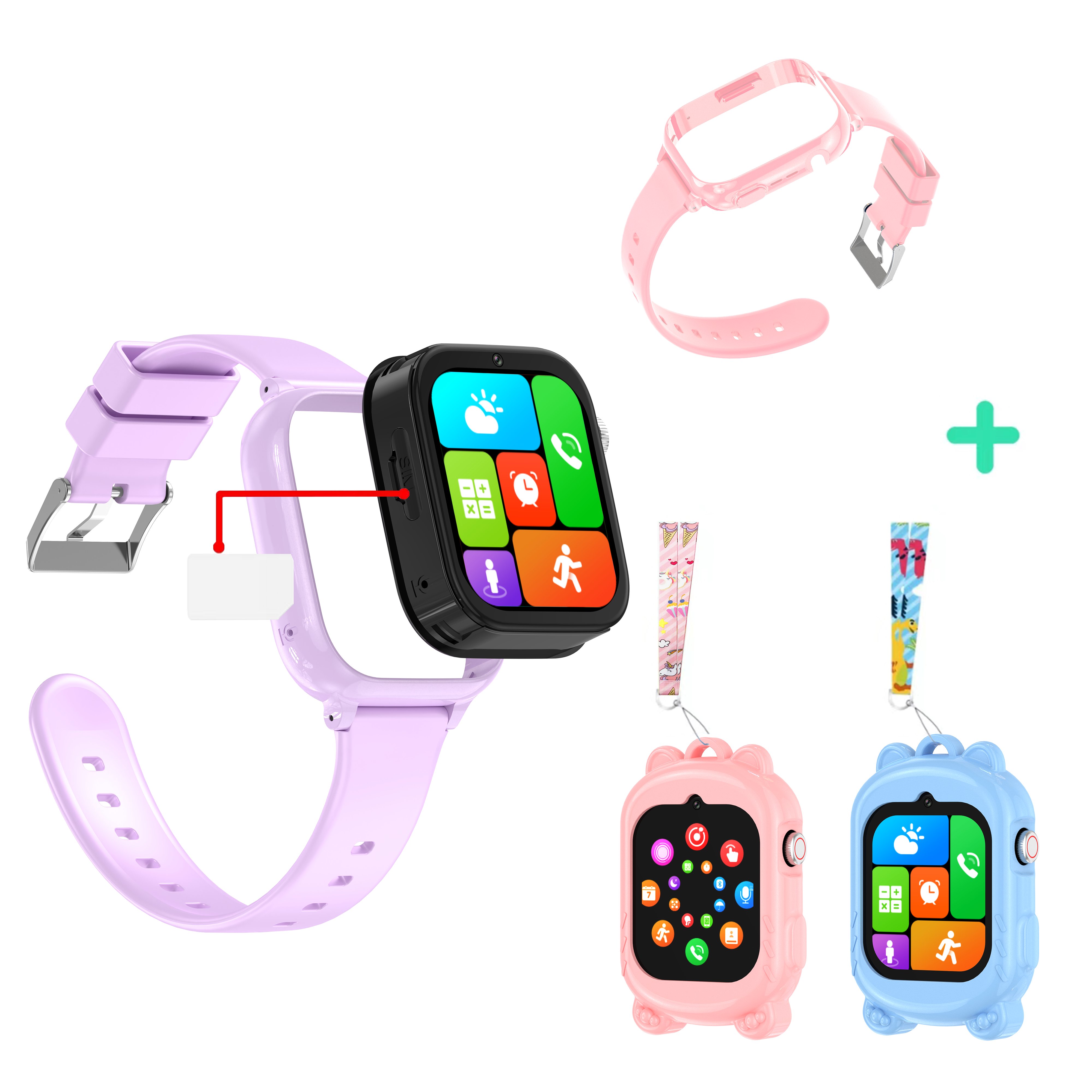 T53 Android 8.1 Kids Smart Watch 1+8G 1.83inch WIFI GPS LBS Position 700mAh Battery HD Video Call 4G Smartwatch with Sim Card