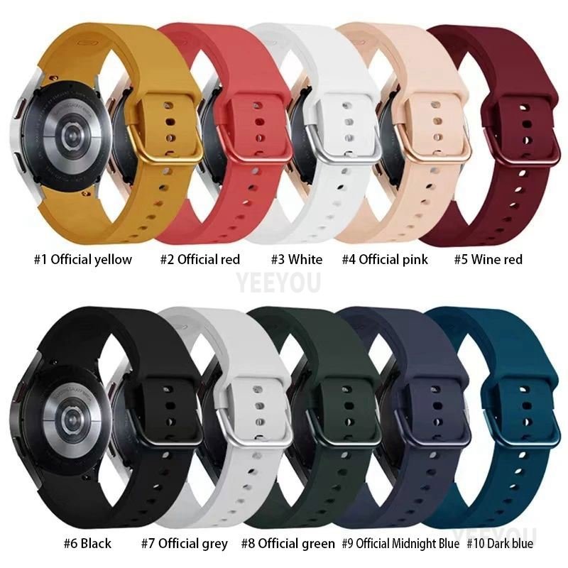20mm Soft Rubber Silicone Strap for Samsung Galaxy Smart Watch 4 Band Classic 42mm 46mm 40mm 44mm