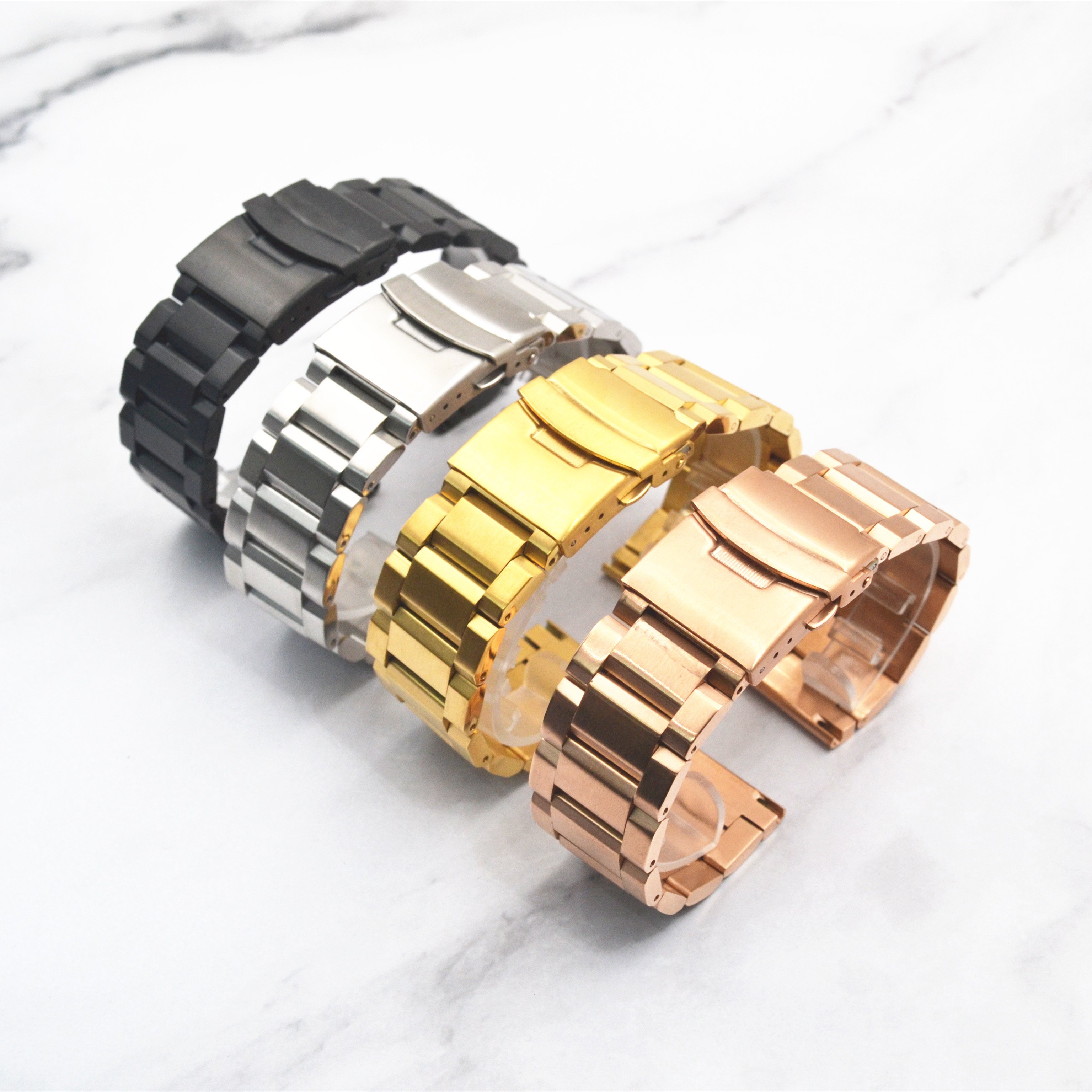 18 19 20 21 22 23 24 25 mm quick release stainless steel smart watch bands with safety brushed watch buckle for smart watch