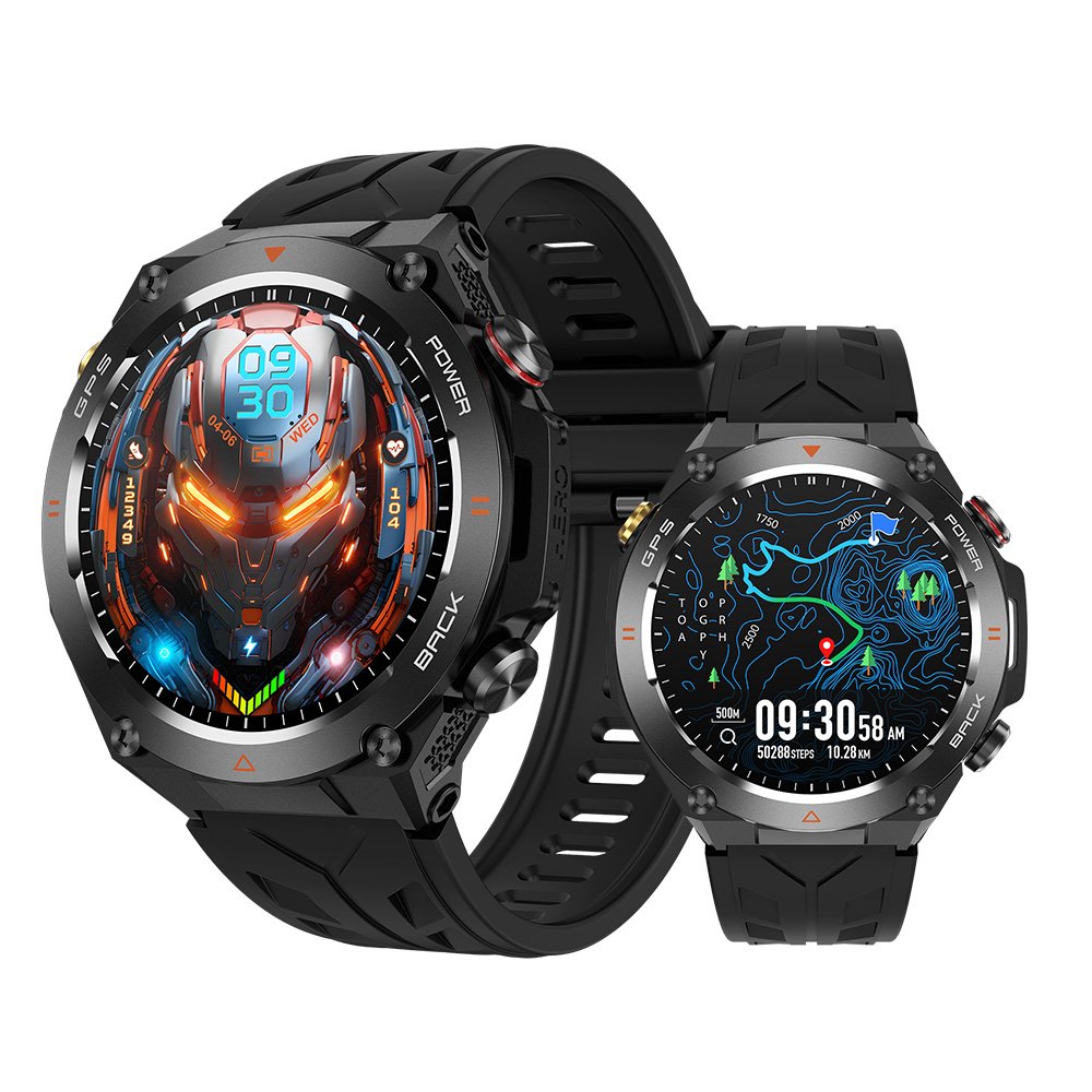 2024 KC82 Smartwatch BT Call 650mAh Battery 1.45inch Screen 1ATM Waterproof AI Voice Assistant Men Outdoor GPS Smart Watch