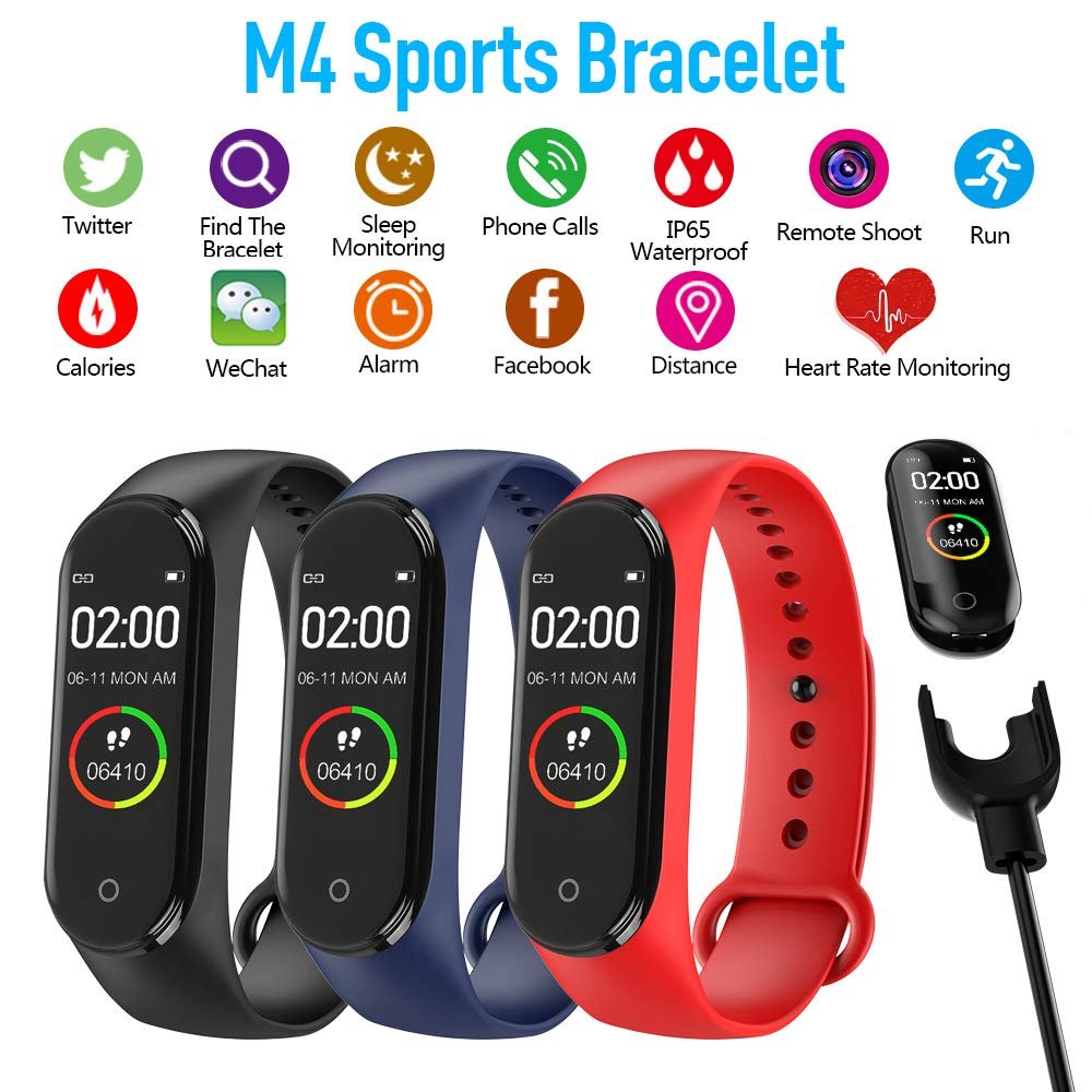 Heart Rate Blood Pressure Monitor Smart Band Wristband Smartwatch Fitness Tracker Bracelet Custom Logo Watches M4