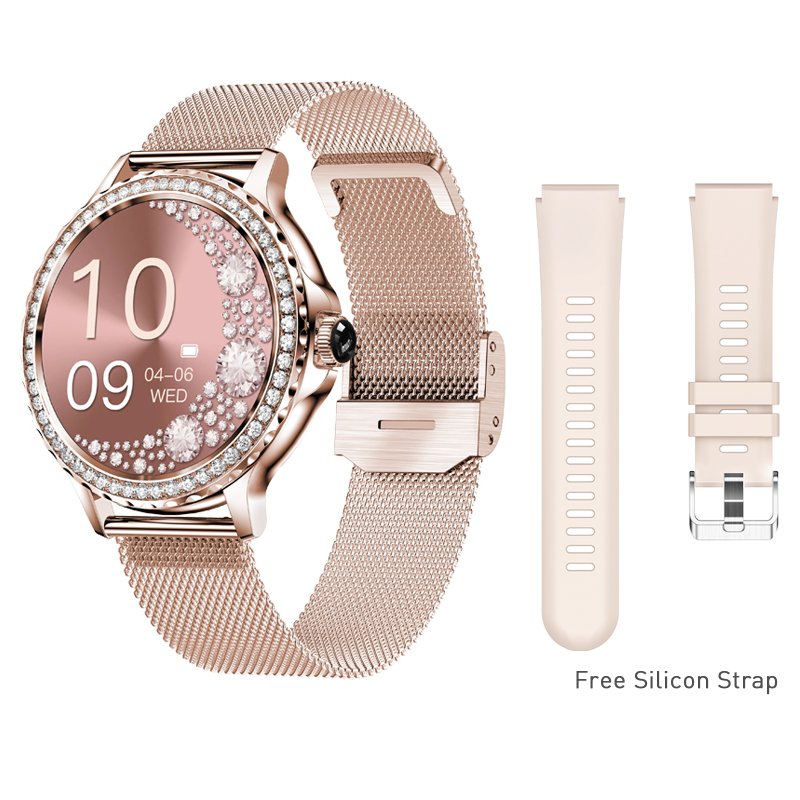 2023 KarenM Women's Smartwatch NX19 1.3 Inch 360X360 High Resolution Fitness Bracelet Lady Diamonds Smart Watch BT Call
