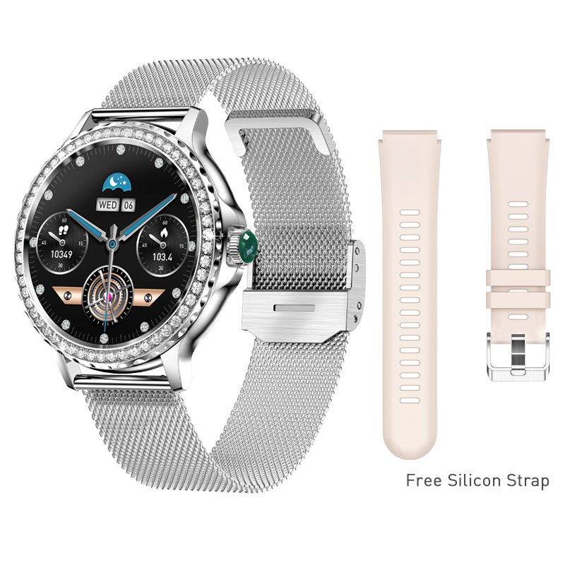 2023 KarenM Women's Smartwatch NX19 1.3 Inch 360X360 High Resolution Fitness Bracelet Lady Diamonds Smart Watch BT Call