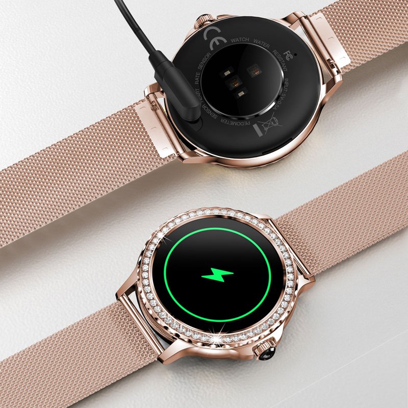 2023 KarenM Women's Smartwatch NX19 1.3 Inch 360X360 High Resolution Fitness Bracelet Lady Diamonds Smart Watch BT Call