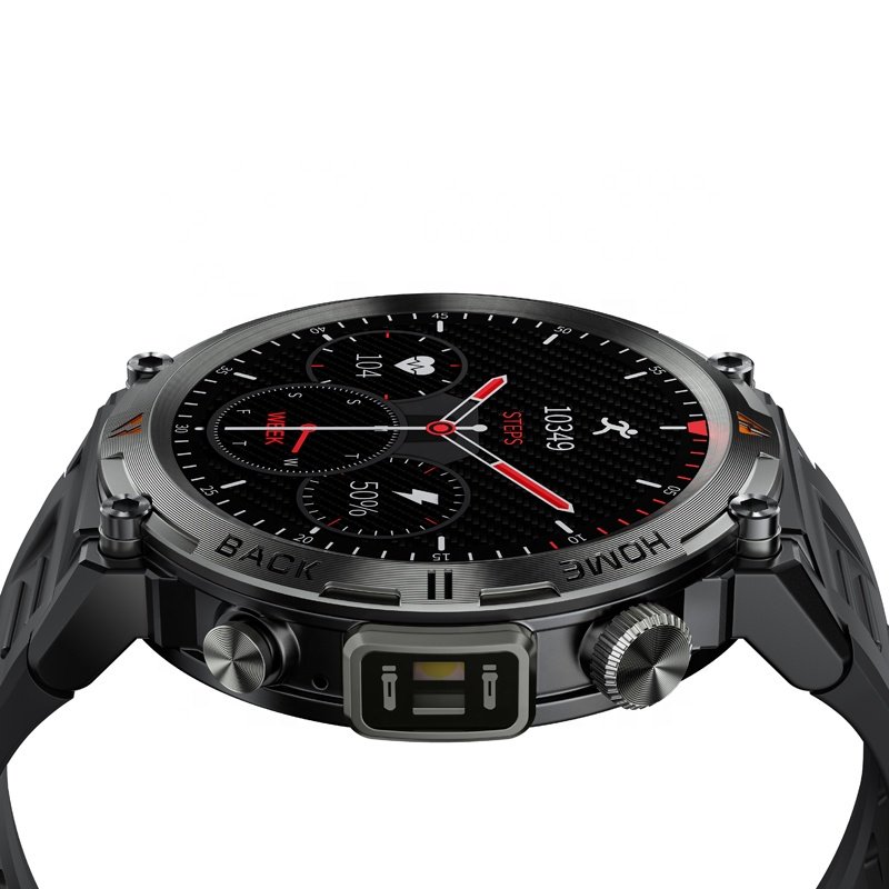 EIGIIS KE3 Outdoor Men Smart Watch LED Flashlight 1.45" Full Touch Sports Health Tracker Tactical Rugged Smartwatch Waterproof