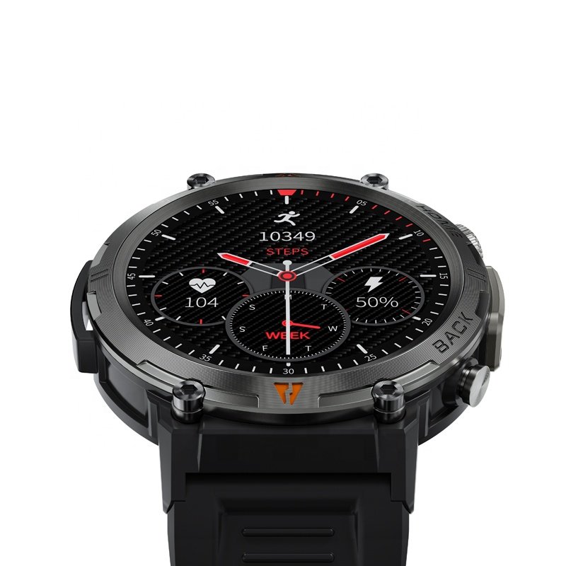 EIGIIS KE3 Outdoor Men Smart Watch LED Flashlight 1.45" Full Touch Sports Health Tracker Tactical Rugged Smartwatch Waterproof
