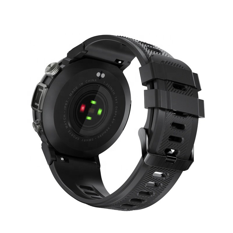 EIGIIS KE3 Outdoor Men Smart Watch LED Flashlight 1.45" Full Touch Sports Health Tracker Tactical Rugged Smartwatch Waterproof