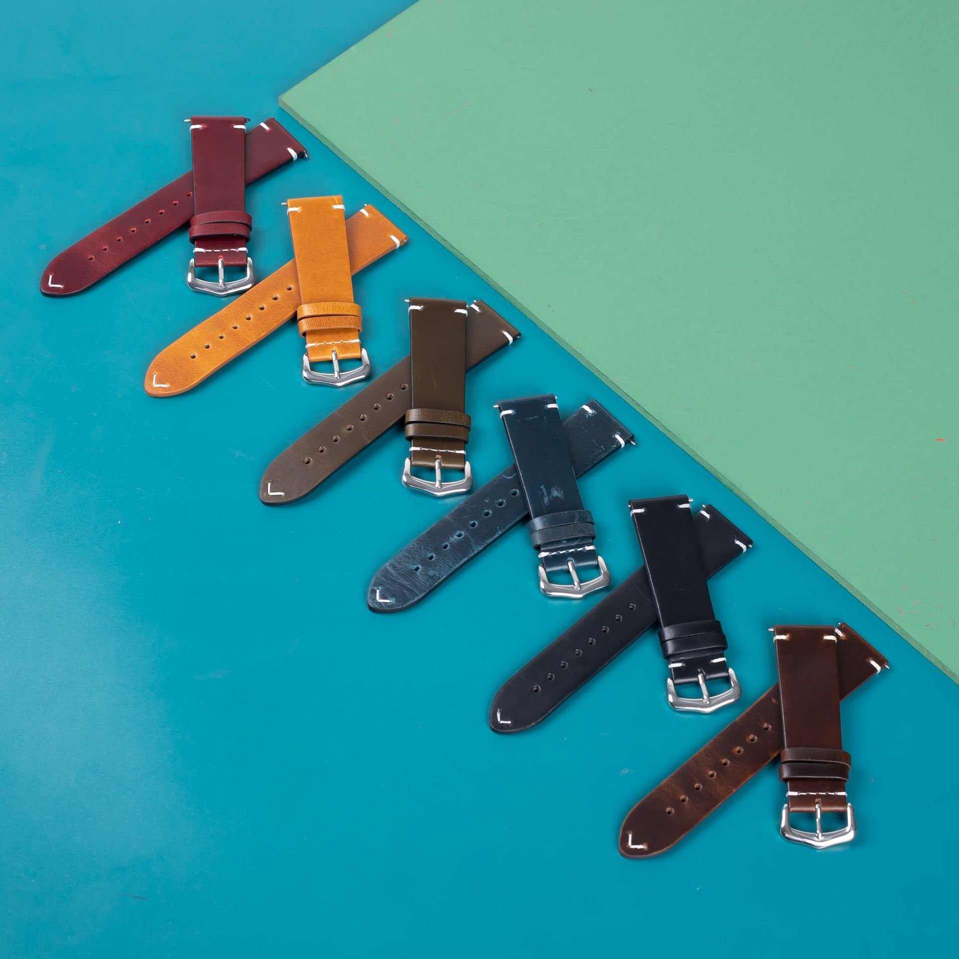 YUNSE 2024 New Oil Waxed Genuine Leather Handmade 19mm 21mm Leather Watch Band for Smart Smart watch strap DW Strap