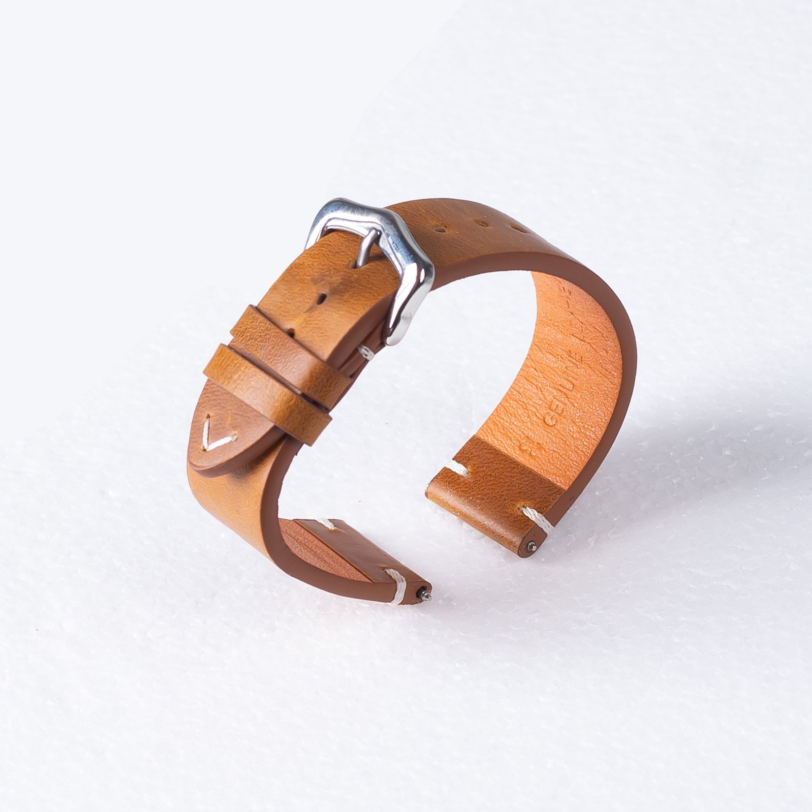 YUNSE 2024 New Oil Waxed Genuine Leather Handmade 19mm 21mm Leather Watch Band for Smart Smart watch strap DW Strap