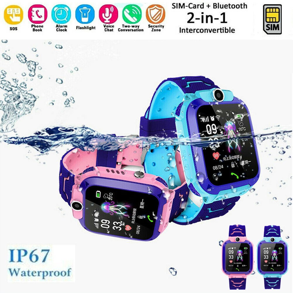 Boys Girls Children Q12 Smart Watch Kids Smart 2G Call Phone Waterproof Watch with Sim Card SOS Sports Digital Watches Tracker