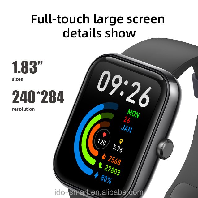 1.85 inch Smart Intelligent 24H heart rate monitoring watches Alexa Voice