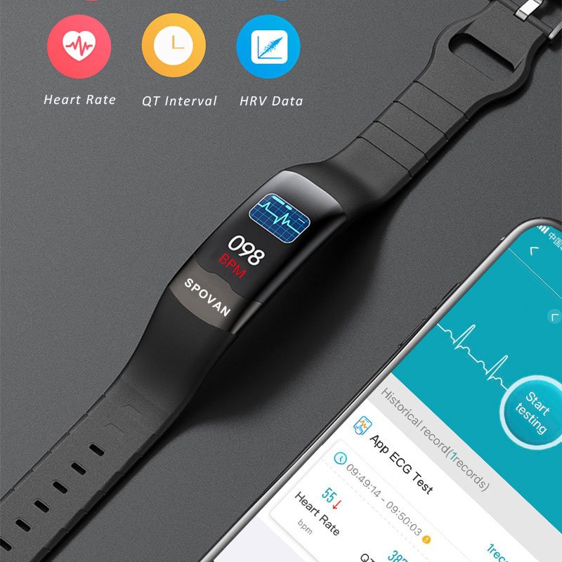 Spovan Waterproof ECG PPG HRV SPO2 Temperature Smart Watch Bracelet Health Tracker Blood Pressure Oxygen Smart Band