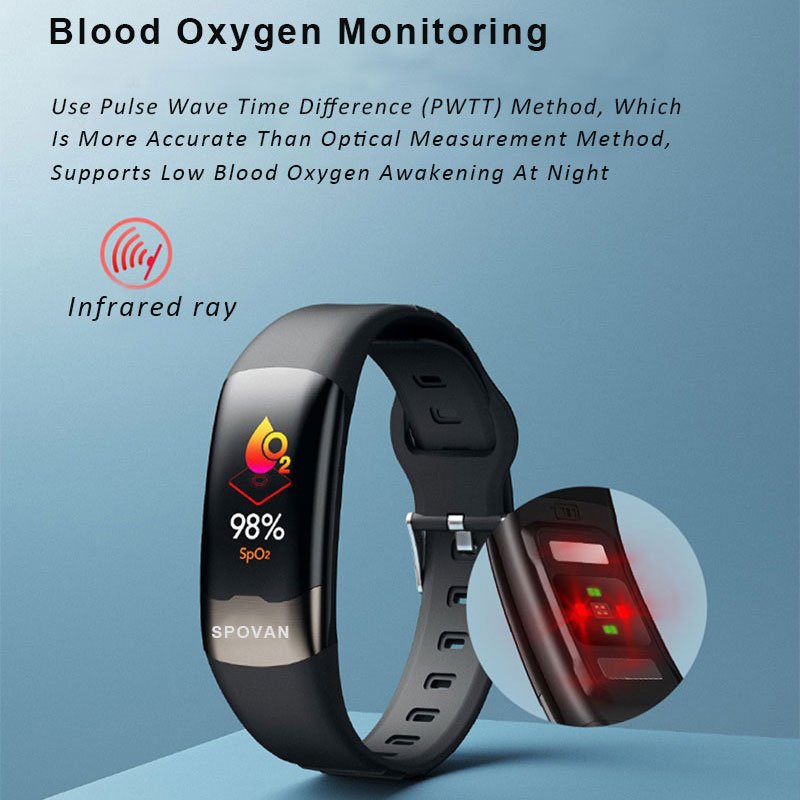 Spovan Waterproof ECG PPG HRV SPO2 Temperature Smart Watch Bracelet Health Tracker Blood Pressure Oxygen Smart Band