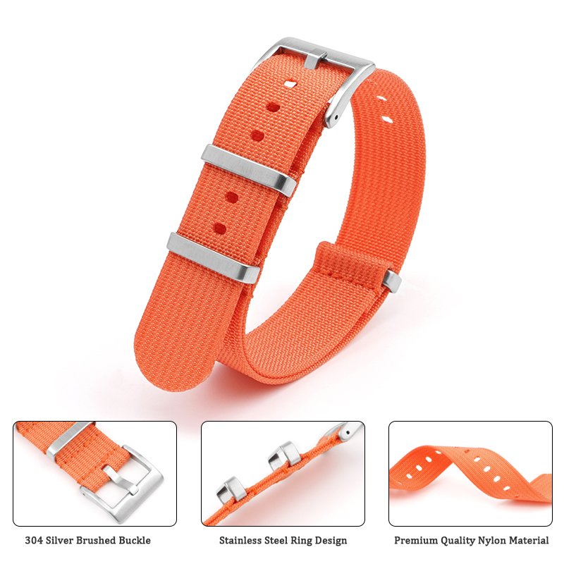 18mm 20mm 22mm 24mm Single Pass Bond Braided Ribbed Nylon Webbing Smart Watch Straps Canvas Wrist Watch Bands