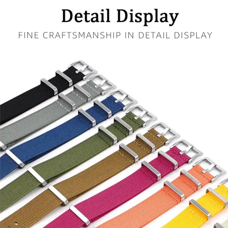 18mm 20mm 22mm 24mm Single Pass Bond Braided Ribbed Nylon Webbing Smart Watch Straps Canvas Wrist Watch Bands