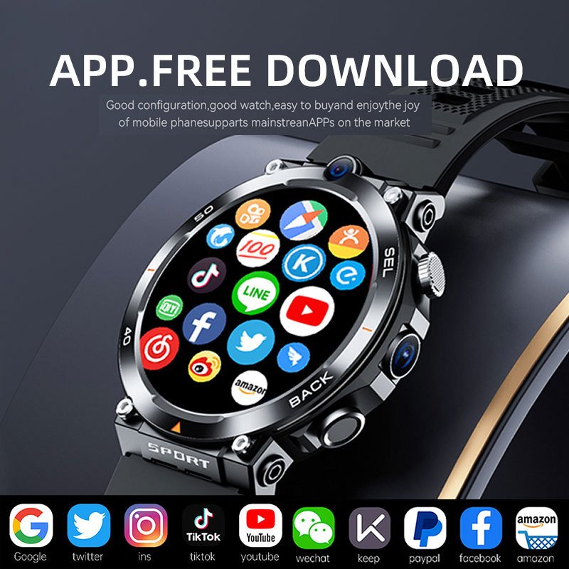 4G 5G smart watch for men H10 WiFi GPS dual camera video call NFC 4+64GB 900MAH battery Android Inteligente sport smart watch