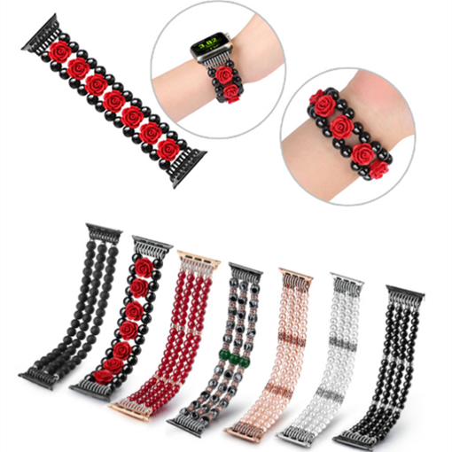 Fashionable Jewelry Red Beads rhinestone Strap for apple smart watch band