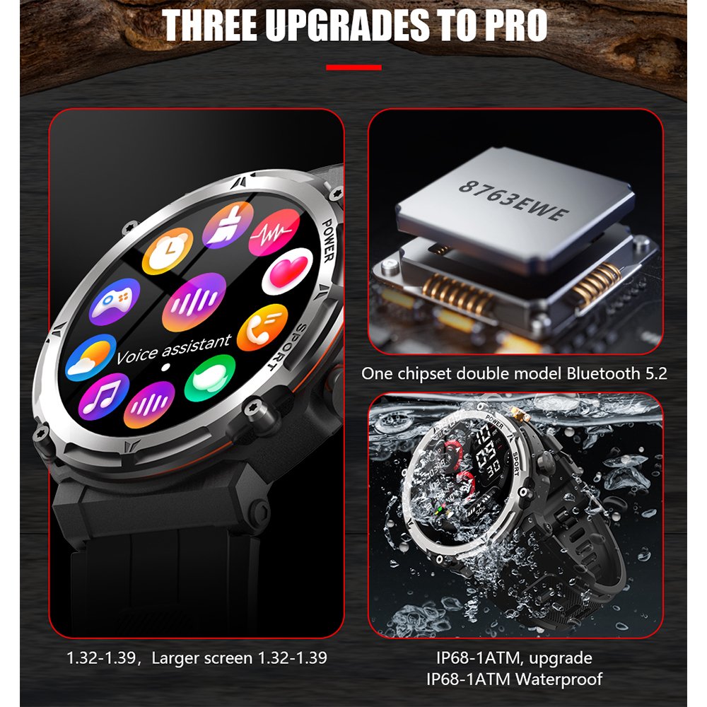 C21Pro Smart Watches For Men Heart Rate Blood Pressure Oxygen Monitor 1.39" Smartwatch Sport Watches For Android iOS
