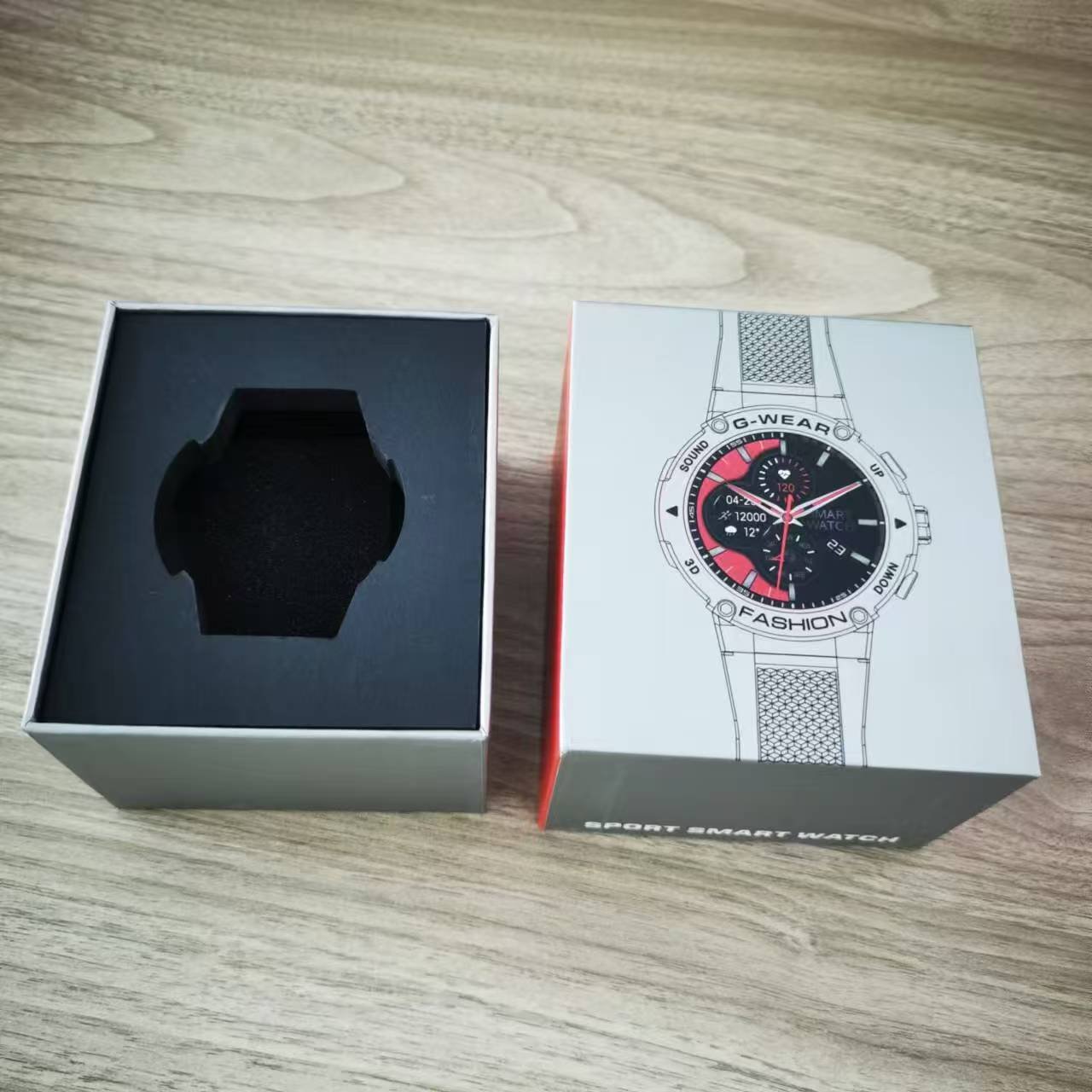 Custom Men's Fashion Sport Smart Watch Cardboard Rigid Base and Lid Paper Box