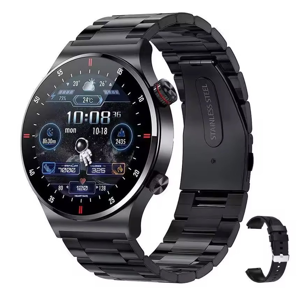 2024 QW33 1.28 inch Round Screen Magnetic Charging Smart Watches NFC BT Calling Health Monitoring Smart Watch For Men Women