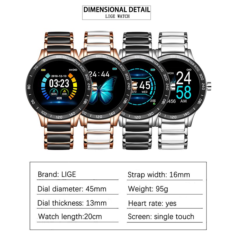 Lige Bw0151 New Functional Heart Rate Fitness Full Circle Touch Screen Smart Watch For Men