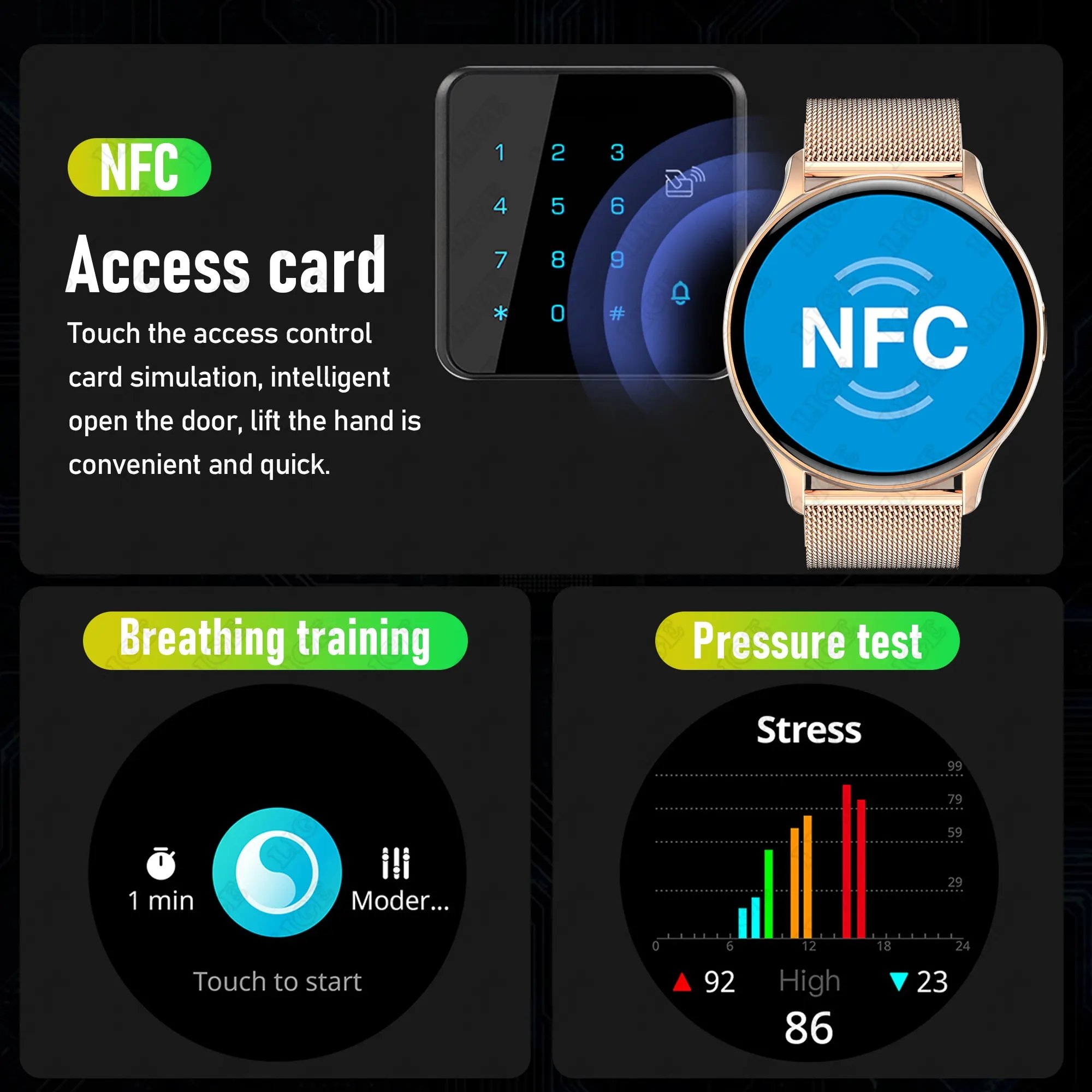 Flyrabbit Smart Watch HK89 For Women With NFC Amoled Touch Screen Heart Monitorting 1.43 Inch IP68 Waterproof Smartwatch 2024