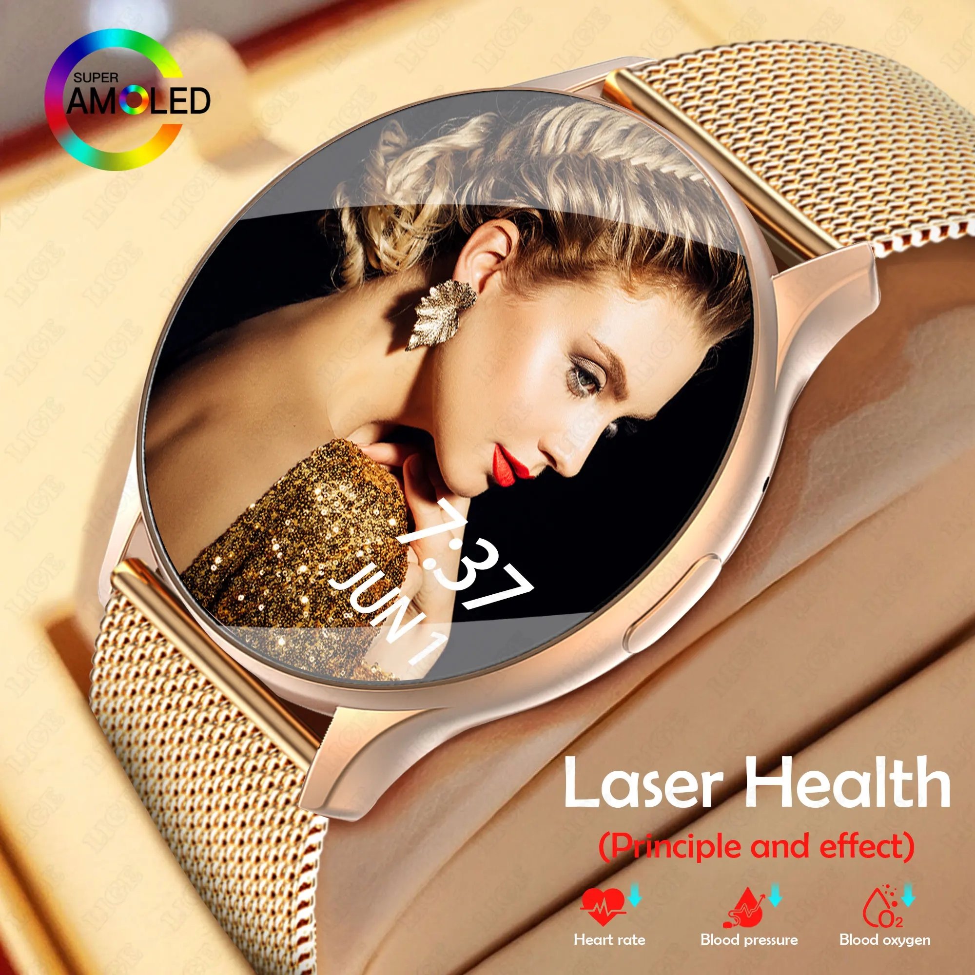 Flyrabbit Smart Watch HK89 For Women With NFC Amoled Touch Screen Heart Monitorting 1.43 Inch IP68 Waterproof Smartwatch 2024