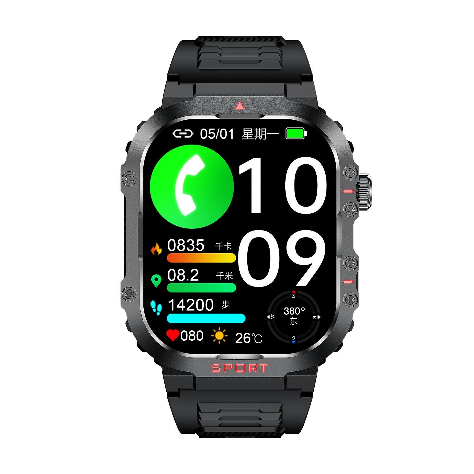 outdoor sport smart watch 2024 flashlight compass fitness tracker relojes 1ATM waterproof montre connecte watch smart for Men