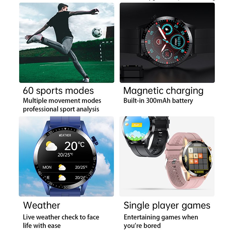 G40 Sports Round Full touch Smart watch Fitness IP67 waterproof Reloj inteligente Blood pressure BT call Smartwatch