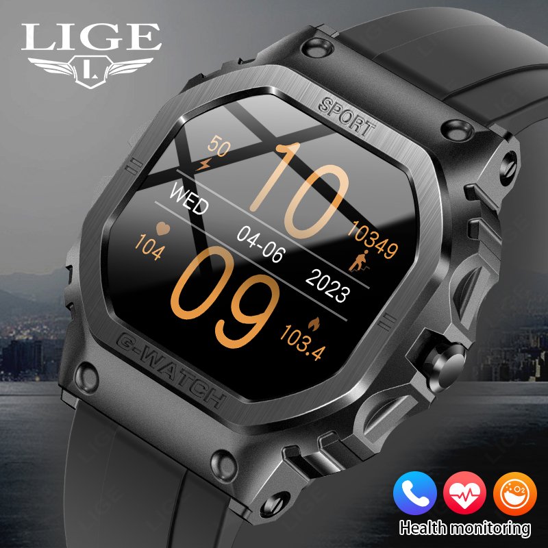 LIGE 2024 full touch screen Smart Watch for Men BT Call Dialing Waterproof Smartwatch Men Sports Watches smart android