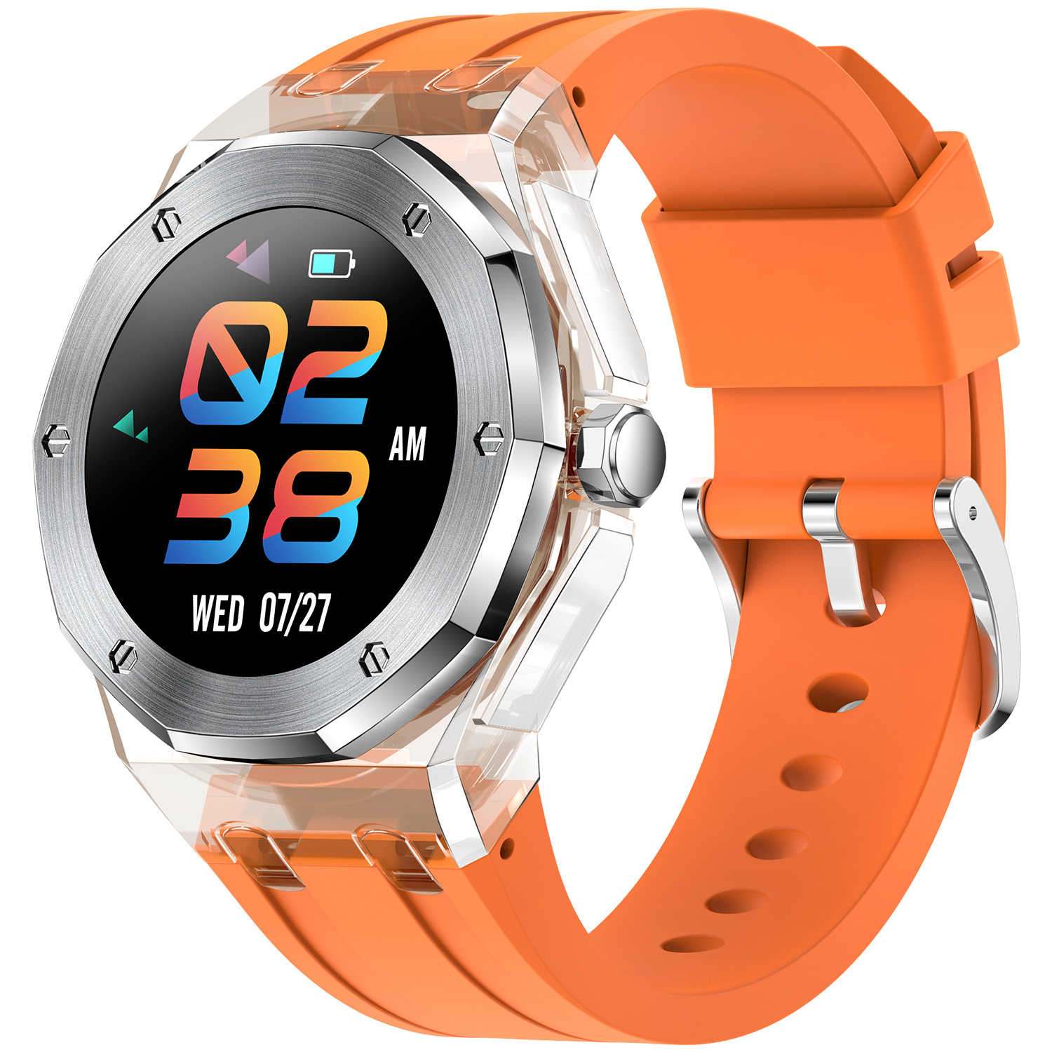 VALDUS Transparent Case Crystal New Fashion Blue Orange White Tough Material 3ATM Waterproof Smart Watch TK19