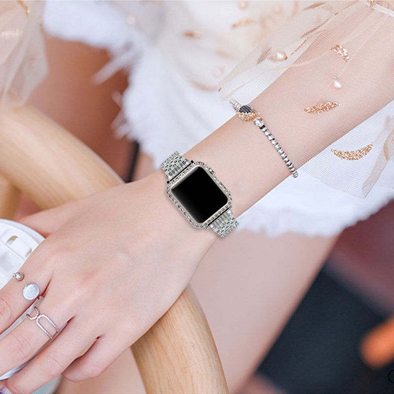 Luxutry Stainless Steel Big Diamond Case Cover For Apple Watch Series 2/3/4/5/6/7/8/SE/Ultra 49mm
