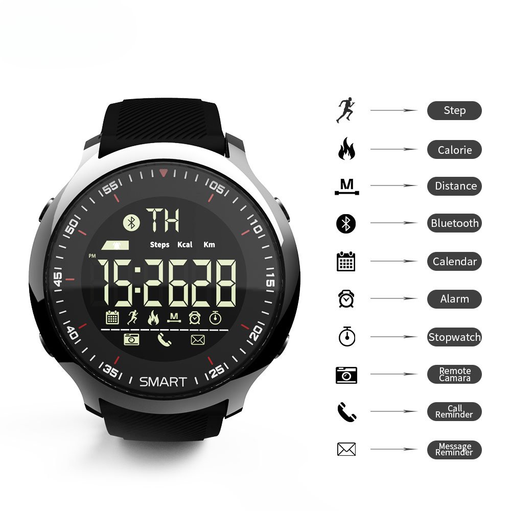 Smart Watch Men MK18 FSTN Screen Bluetooth Passometer Remote Camera Waterproof Call Message Reminder Smartwatches