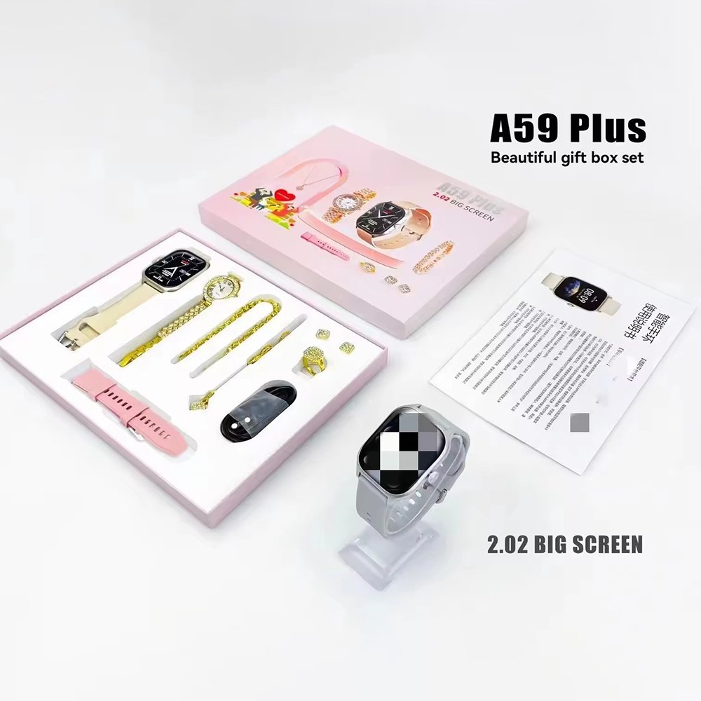 2024 new gift for women B quartz watches A59 plus suit smart watch 8 in 1 touch screen fitness tracker ladies smart watch