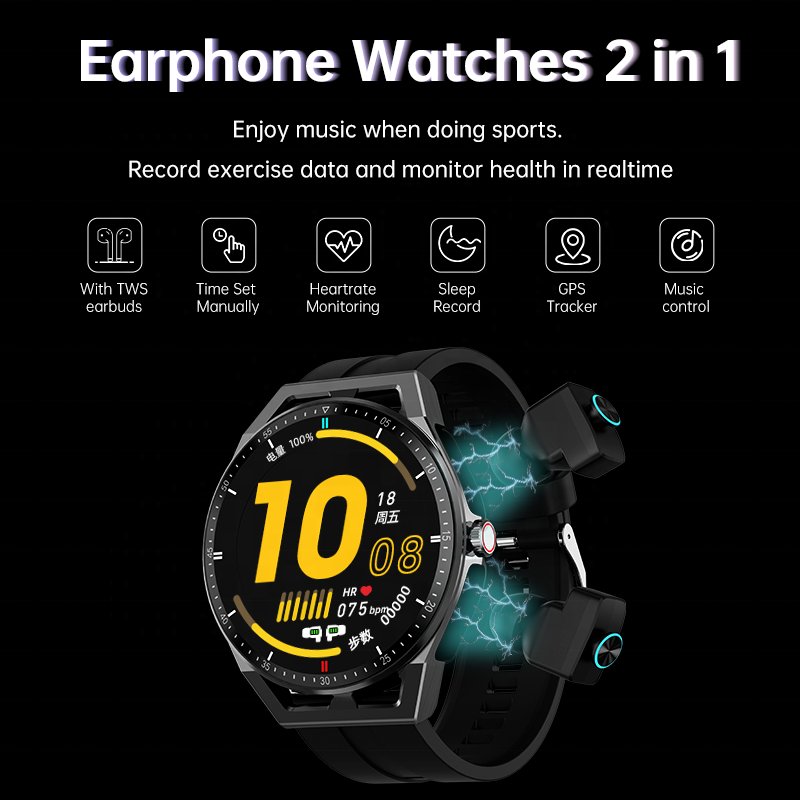 Max Version Ultra Wifi Sports Men Ladies 2 en 1 Smart Watch With Earbuds