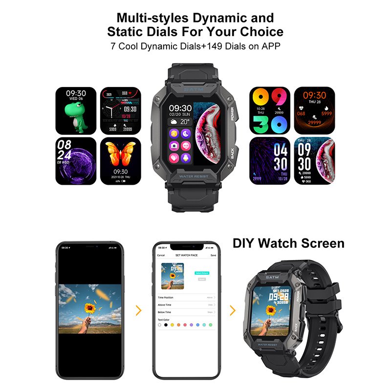 2024 LIGE wearable devices Smart Watches for Men 5ATM Waterproof Smartwatch Fitness Swim Bracelet Camouflage Digital Watch sport