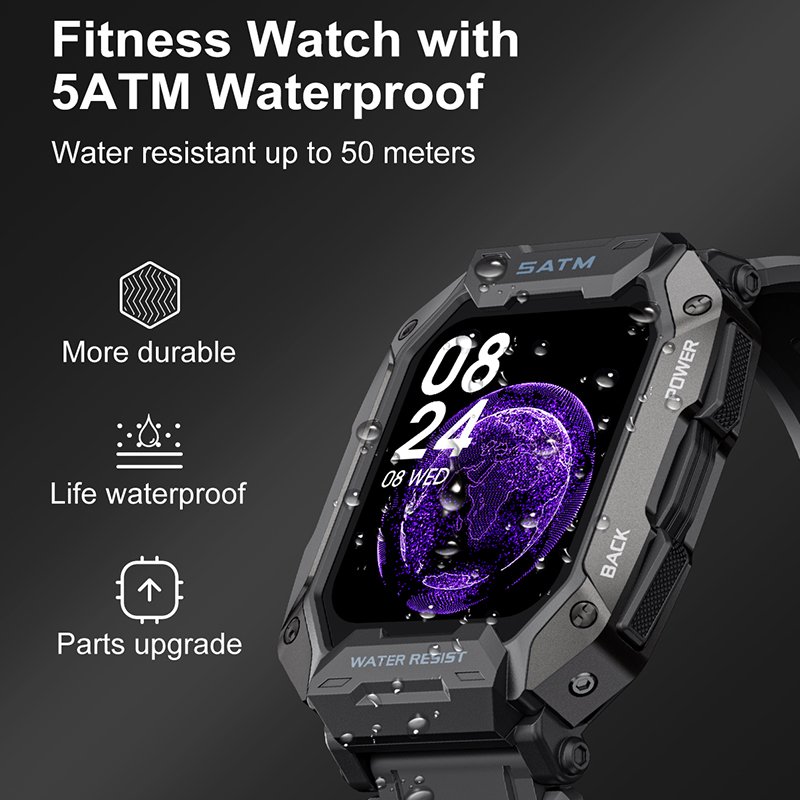 2024 LIGE wearable devices Smart Watches for Men 5ATM Waterproof Smartwatch Fitness Swim Bracelet Camouflage Digital Watch sport