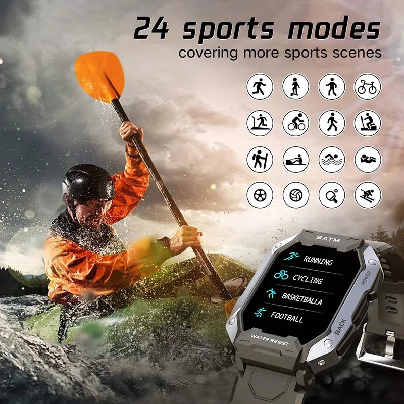 2024 LIGE wearable devices Smart Watches for Men 5ATM Waterproof Smartwatch Fitness Swim Bracelet Camouflage Digital Watch sport