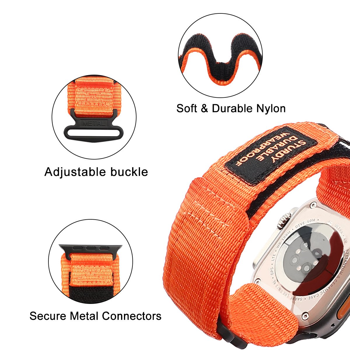 New Fashion Style Hook and Loop Fastener Strap Woven Nylon Ultra Watch Band For Smart Watch Series 6 7 8 9 Iwatch Band 45MM