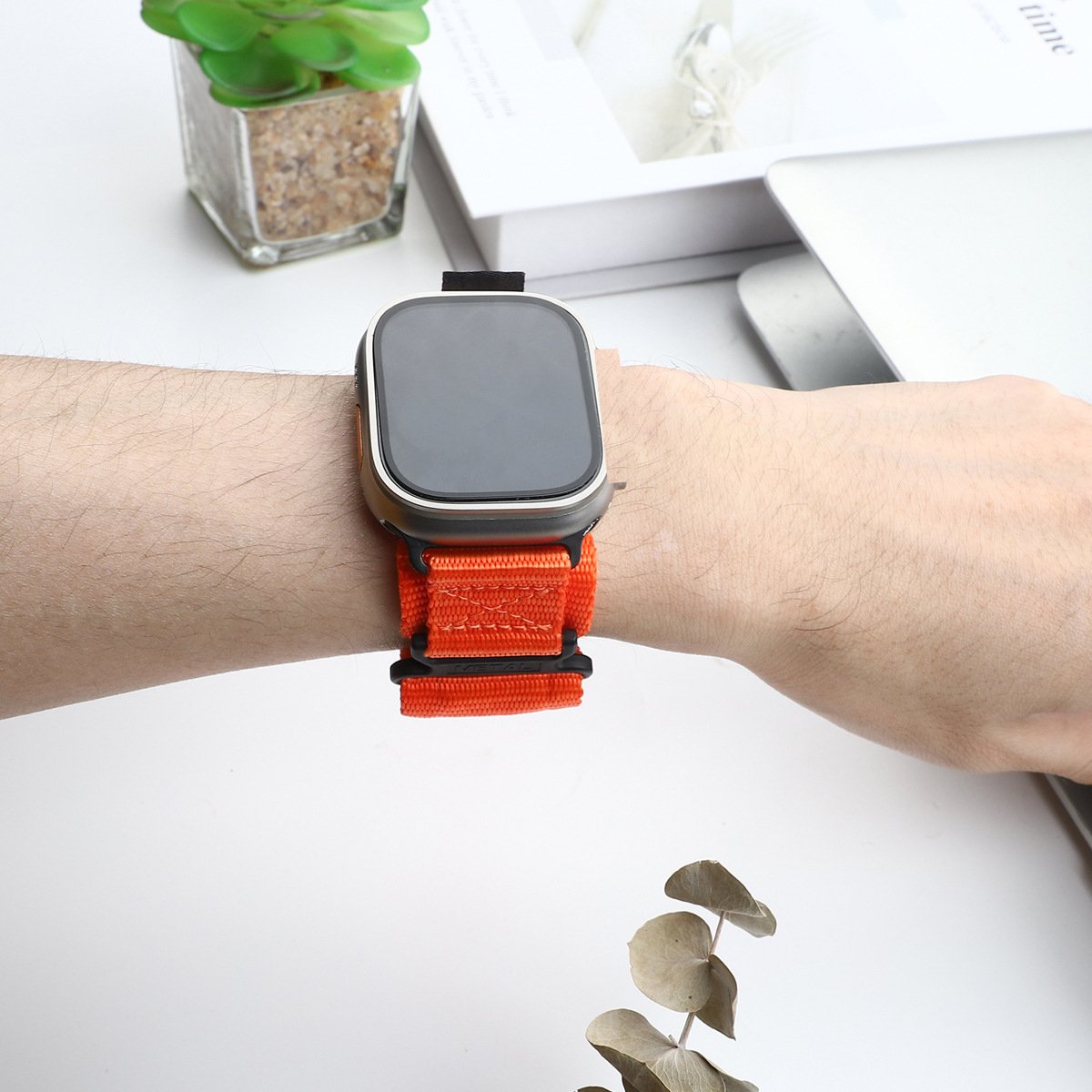 New Fashion Style Hook and Loop Fastener Strap Woven Nylon Ultra Watch Band For Smart Watch Series 6 7 8 9 Iwatch Band 45MM