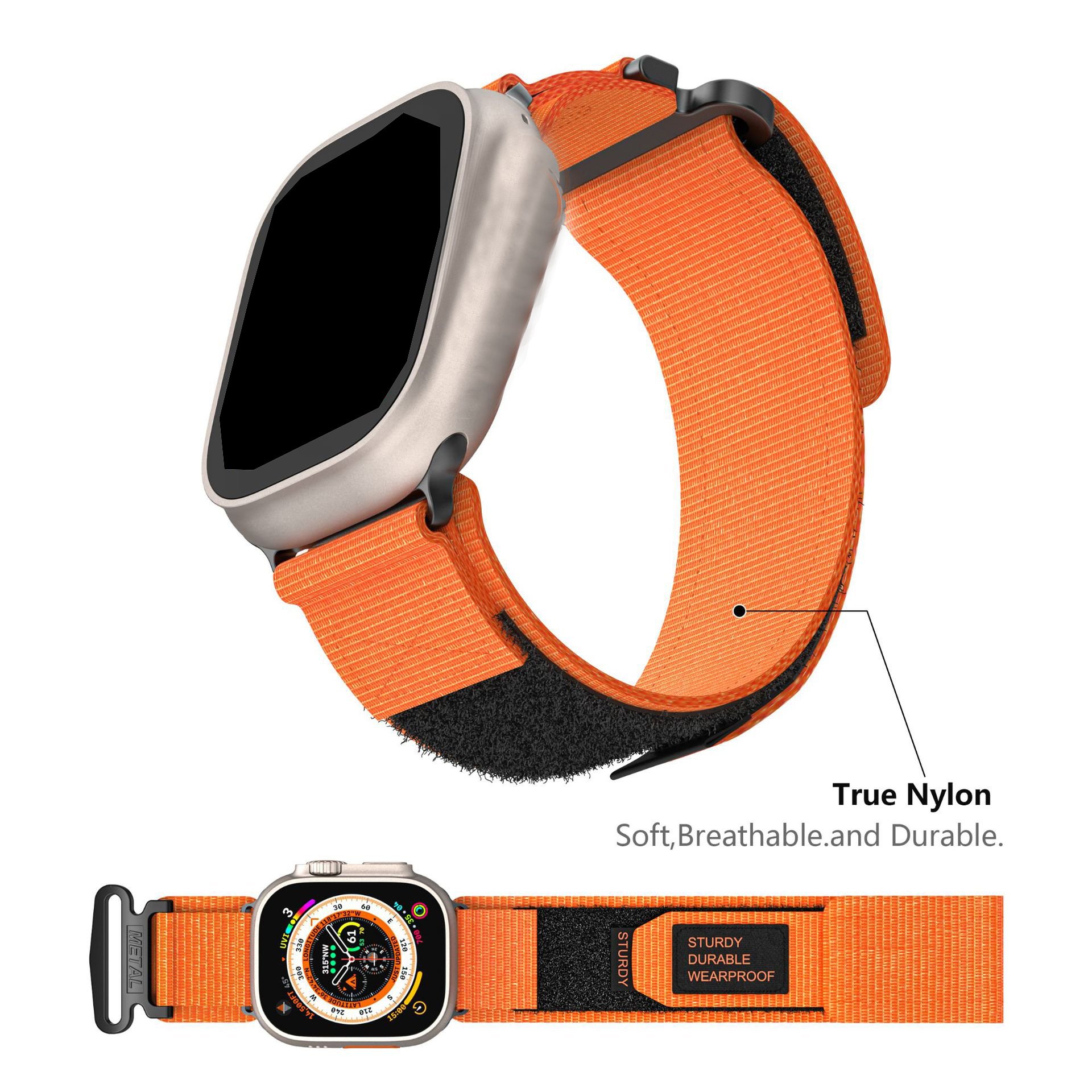 New Fashion Style Hook and Loop Fastener Strap Woven Nylon Ultra Watch Band For Smart Watch Series 6 7 8 9 Iwatch Band 45MM