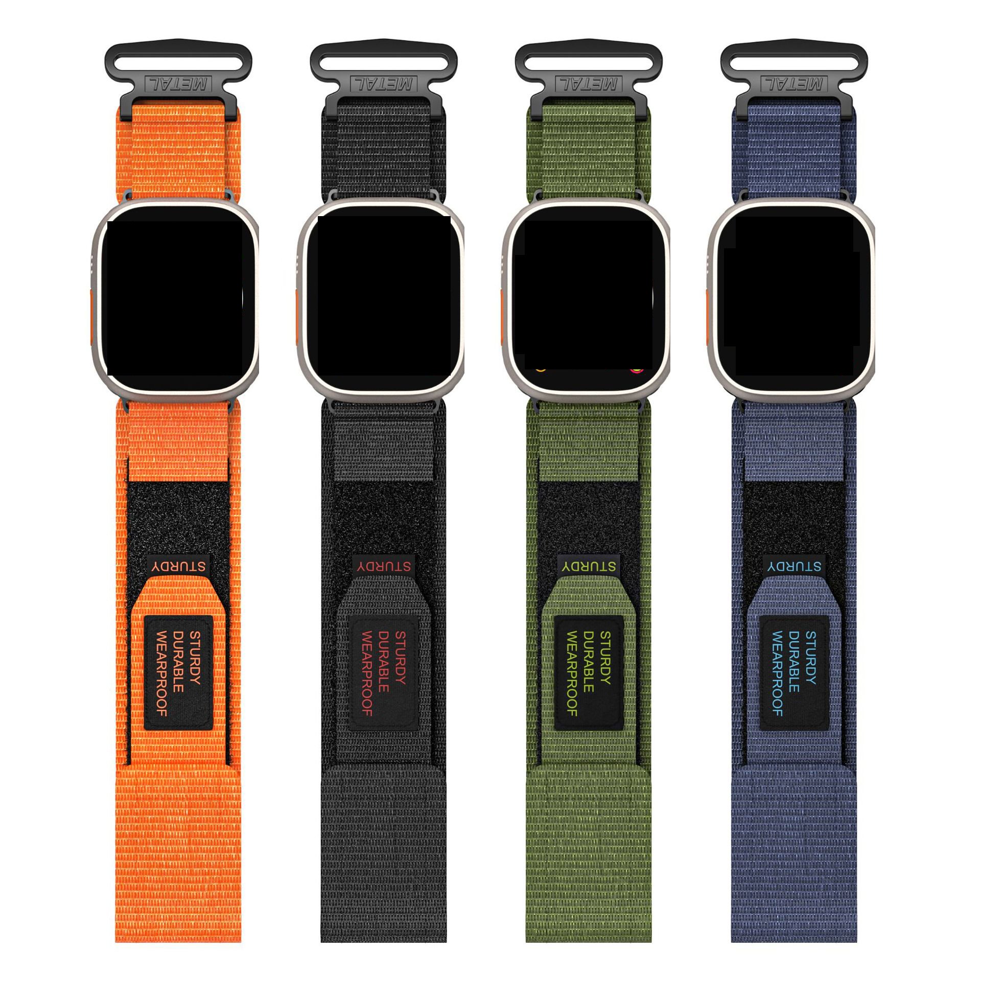 New Fashion Style Hook and Loop Fastener Strap Woven Nylon Ultra Watch Band For Smart Watch Series 6 7 8 9 Iwatch Band 45MM