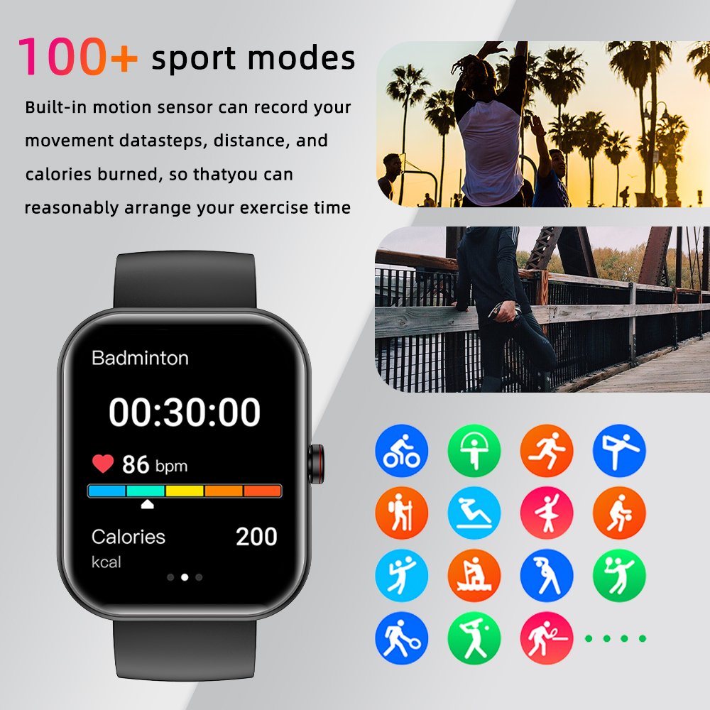 SENBONO 2023 big screen Smart Watch A221 BT Call 1.91inch AI Voice Sport Watch Fitness Tracker Waterproof Women Smartwatch Men