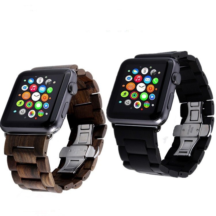 Smart watch strap for Apple watch natural wooden band black sandalwood custom logo high quality