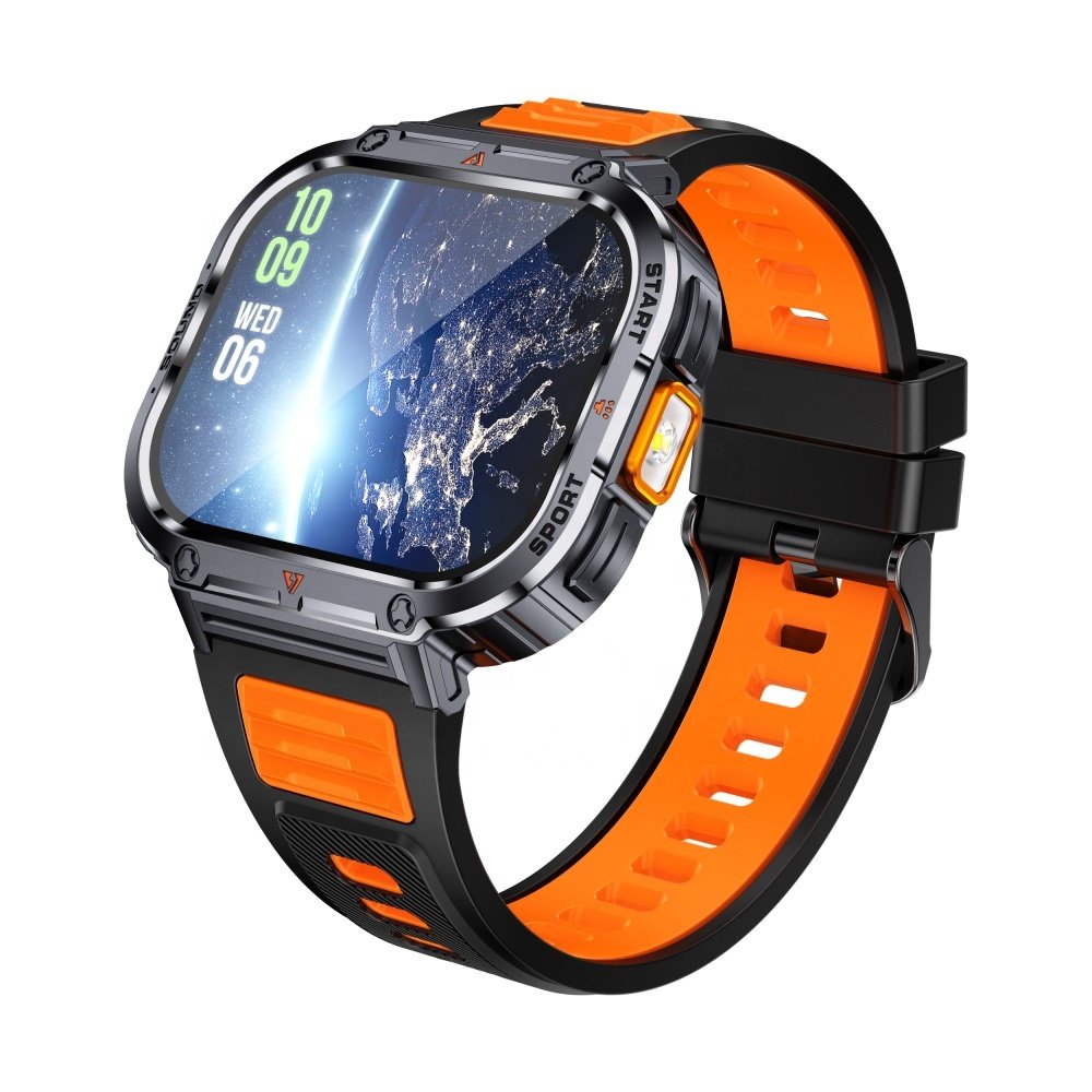 2024 NX23 2.0 Inch Smart Watch with Flashlight IP68 Waterproof Heart Rate Blood Oxygen Men Outdoor Sports Smartwatch