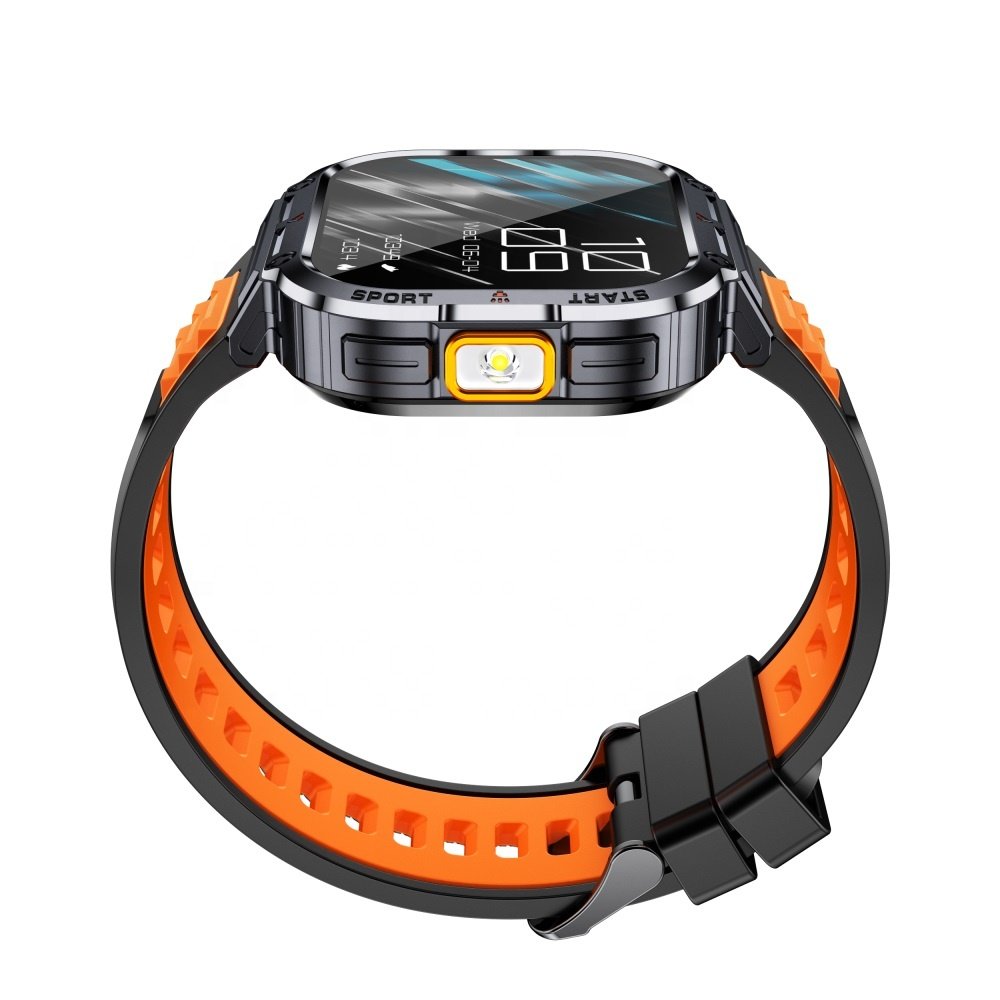 2024 NX23 2.0 Inch Smart Watch with Flashlight IP68 Waterproof Heart Rate Blood Oxygen Men Outdoor Sports Smartwatch